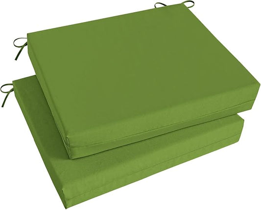 Basic Beyond Outdoor Chair Cushions Set of 2, Square Corner Outdoor Cushions for Patio Furniture, Water Resistant Patio Chair Cushions with 2 Ties, 18.5x16x3, Grass Green