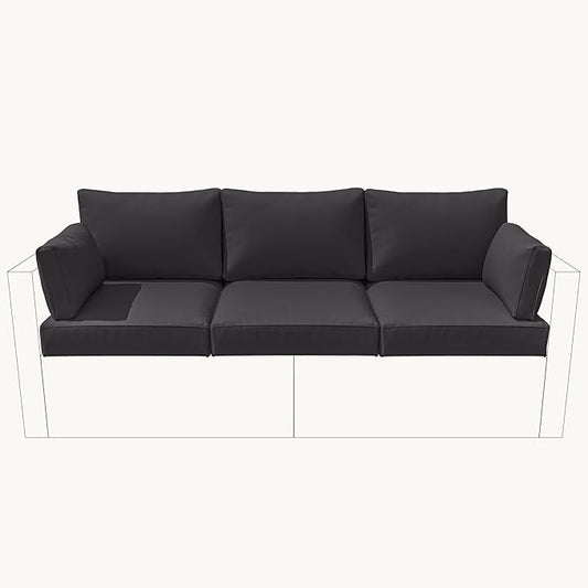 8-Piece Outdoor Cushions for Patio Furniture Thick Outdoor Chair Cushions Resilient Foam Waterproof Deep Seat Cushion Replacement for 3-Seat Sectional Sets Liner&Cover Grey