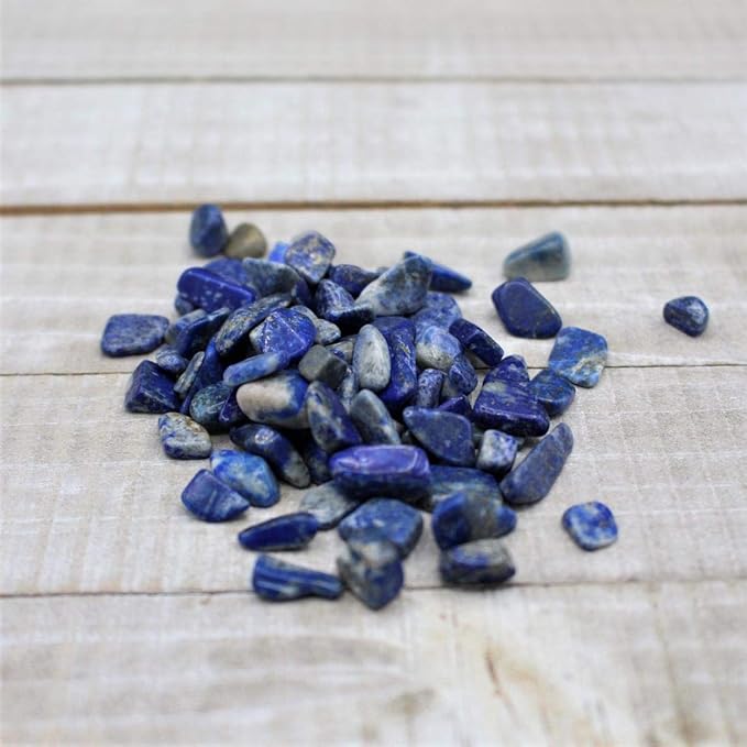 IMALY Lapis Lazuli Tumbled Chips Stone Polished Crushed Healing Crystal Quartz Pieces Irregular Shaped Stones for Home Decorative Stones Vases Plants Succulents 0.5lb