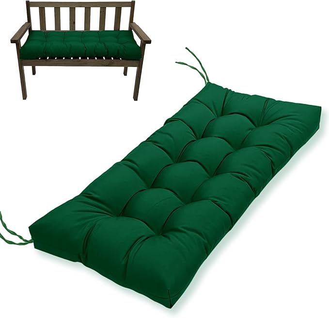 MTMR Outdoor Bench Cushion, Waterproof Wicker Chair Cushion, Thick Patio Replacement Seat Pad for Porch Lawn Indoor Swing Couch Sofa Loveseat, Patio Furniture Cushions, 44x19 Inch, Emerald Green