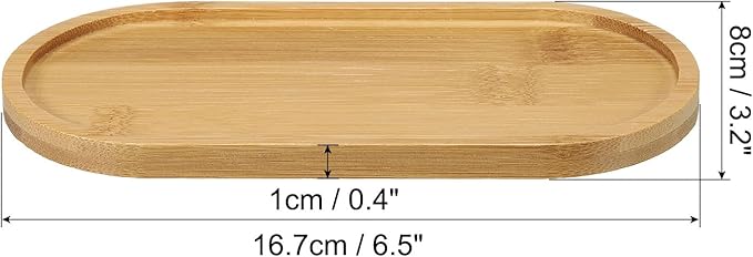 PATIKIL Bamboo Wood Saucer, 6.5x3 Inch Oval Mini Plant Tray Bonsai Plants Saucer Succulent Pot for Home Balcony Patio