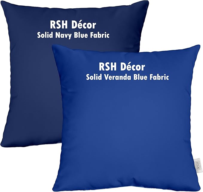 RSH DECOR: 3-Piece Wicker Tufted Cushion Set | 41” x 19" & 19" x 19" | All-Weather Spun Fabric | Water Resistant | Outdoor Loveseat & U-Shape Cushions for Patio Furniture | Navy Blue - Made in USA