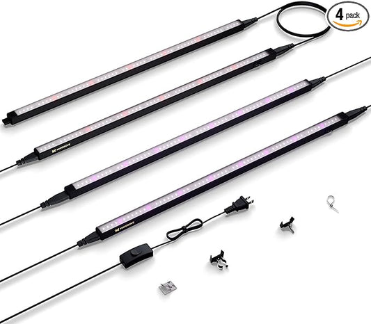 Plant Grow Light 2ft, Tunable Full Spectrum LED Grow Light Strips 60W (4 x 15W), T5 Growing Lamp for Indoor Plants, Greenhouse, High PPFD, 4-Pack