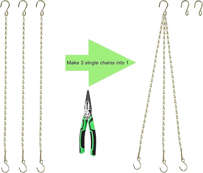 Chain for Hanging Plants,21 Inch Gold Hanging Chain, Small Hanging Basket Chain Kits with Hooks for Bird Feeder Hanging Basket Extender Porch Wind Chime (Gold, 21 Inch-6PCS)