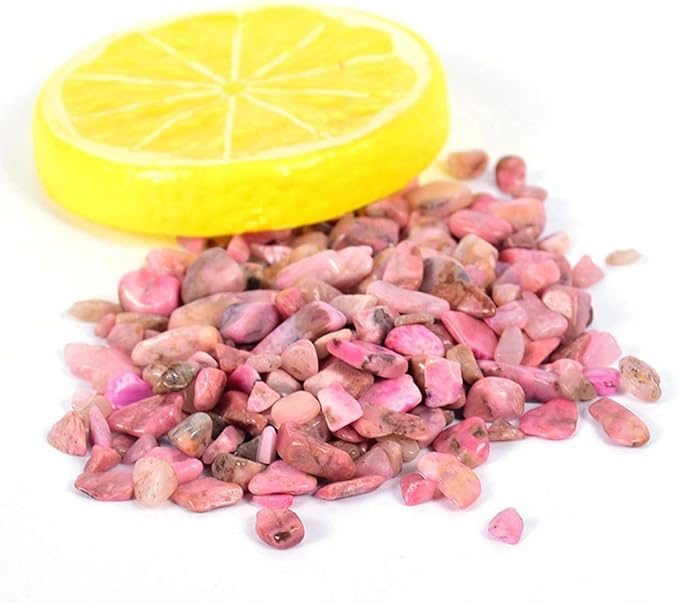 IMALY Rhodochrosite Tumbled Chips Stone Polished Crushed Healing Crystal Quartz Pieces Irregular Shaped Stones for Home Decorative Stones Vases Plants Succulents 0.5lb