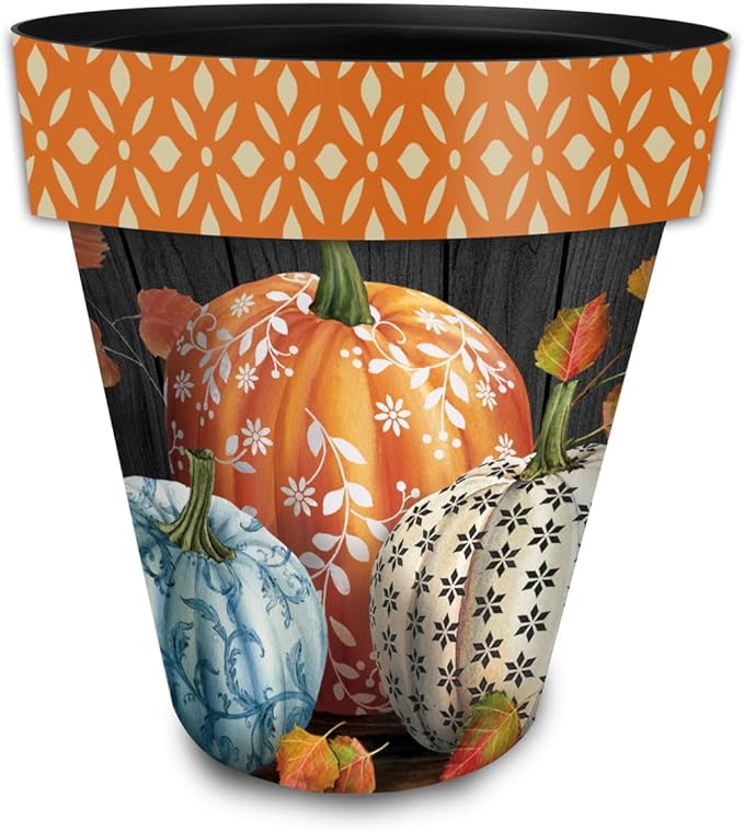 Briarwood Lane Fall Planter 14" x 15" x 15" Elegant Pumpkins Large for Fall Planter