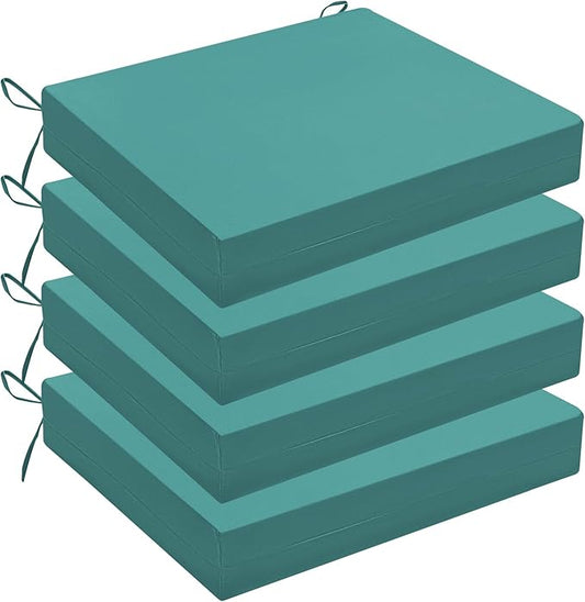 Wellsin Outdoor Chair Cushions for Patio Furniture - Outdoor Cushions for Chairs - Water Resistant Patio Chair Cushions Set of 4, 18.5"X16"X3", Teal