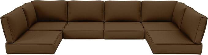 Outdoor Furniture Replacement Cushions, 5" Foam Foam High-Density, Fits 6-seat Sectional Rattan Conversation Set, 14 Piece Patio Water-Resistant Replacement Sofa Cushions, Liner&Cover