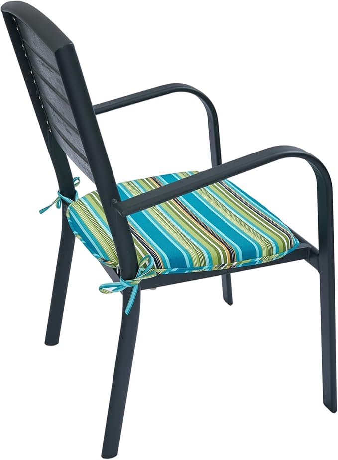 Outdoor Chair Cushions Set of 2,Patio Seat Cushion 17"x16"x2",U-Shaped Dining Chair Cushion 17 by 16 Inch,Water Resistant,Fade-Resistant Chair Pads for Kitchen Garden Furniture(Green Stripe)
