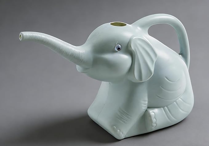 2L Elephant Watering Can, Plastic Watering Kettle with Ergonomic Handle, Long Mouth Patio Sprinkling Watering Bottle Pot for Home Garden Lawn Yard (Gray)