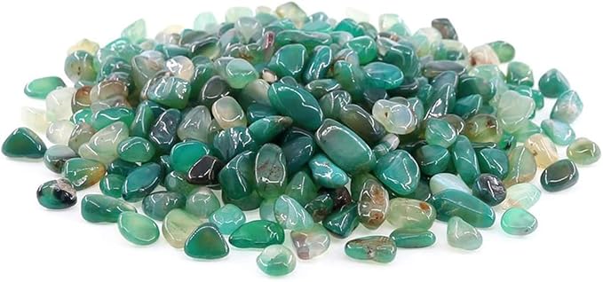 WAYBER Natural Green Agate Pebbles, 1 Lb/460g Decorative Rocks Non-Toxic Crystal Stone Irregular Quartz Gemstone Crushed Pieces Tumbled Stone Chips for Jewelry Making/Home Decoration