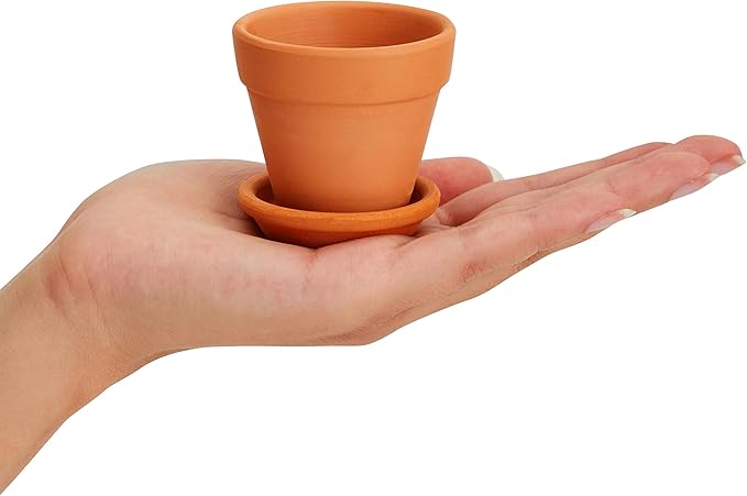 Juvale Mini Terracotta Pots with Saucers - 2.2 x 2.2 x 1.9 in, Brown, 16-Pack, Rustic - Succulent & Cactus Pots with Drainage Hole & Plant Saucer for Garden Decor