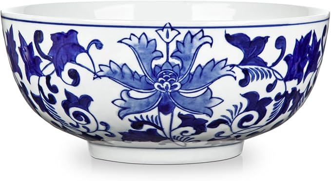 Hollyone Blue and White Vase Porcelain Planters 7 Inch Garden Bowl Modern Ceramic Pots Classic Chinese Floral Vase for Indoor Outdoor Succulents Bonsai Fairy Gardens Herbs