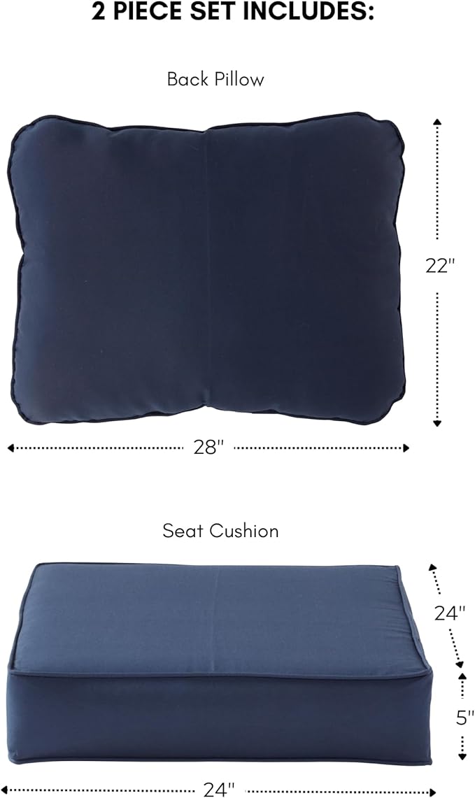 Greendale Home Fashions 2-Piece Outdoor Deep Seat Cushion Set, Midnight