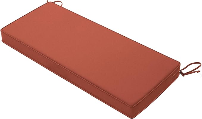 Favoyard Outdoor Bench Cushion 59 x 18 Inch Waterproof Patio Furniture Cushions 3-Year Color Fastness Garden Sofa Settee Couch Swing Pads with Handle and Adjustable Straps, Spice