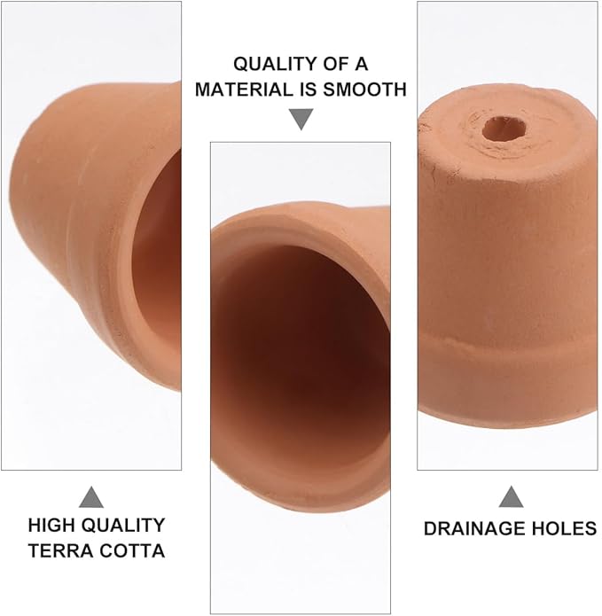 HANABASS 10Pcs 1.2 Inch Mini Terracotta Pots with Drainage Holes, Small Clay Flower Pots, Tiny DIY Paintable Succulent Planter for Nursery Miniature Cactus Succulent Garden Windowsill DIY Crafts