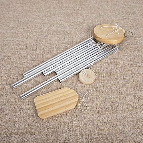 Outdoor Wind Chime, Wind Chimes Bells 6 Metal Tubes Windchime for Garden, Yard, Patio, Home Decoration and Gift, Silver Color (White Wind Chimes)