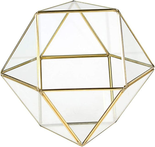 WGV Geometric Planter Terrarium, Width 7.5" Height 6" Clear Glass Gold Frame DIY Succulent air Plant Miniature Fairy Garden Windowsill Tabletop Decor, Globe 1 Piece