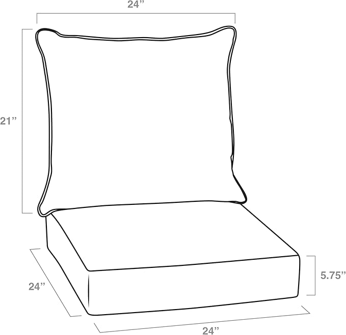 Arden Outdoor Deep Seat Cushion Set, 24 in x 24 in, Weather-Proof, Rain-Proof, Fade Resistant Patio Cushion for Chair, Sofa, and Couch Sapphire Blue Leala