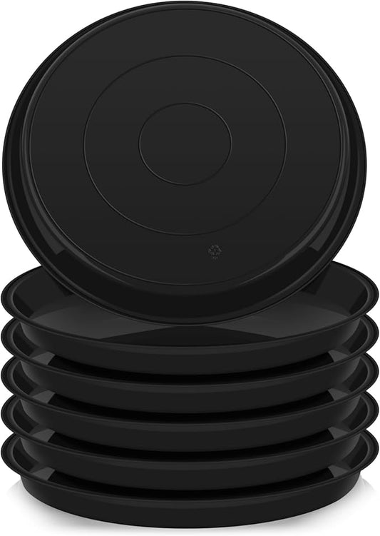 6 Pack of Plant Saucer 16 Inch, Plant Tray Round, Plastic Flower Plant Trays for Pots, Plant Saucers for Indoors 16", Plant Pot Saucers, Planter Tray for Planter 13-16" (16", Black)