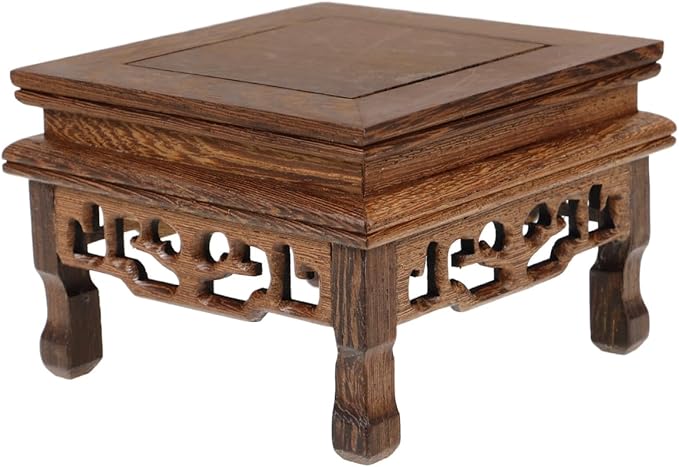HANABASS Chicken Wenge Wood Plant Stand 4.33X4.33X2.95 Inch Wooden Base Riser Holder for Indoor Outdoor Potted Plants Bonsai Mini Trees Garden Patio Display