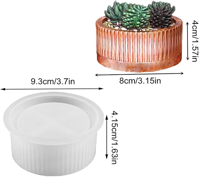 Round Striped Concrete Flower Pot Silicone Mold Succulent Planter Vase Cement Clay Mold Plaster Epoxy Resin Storage Box Mould