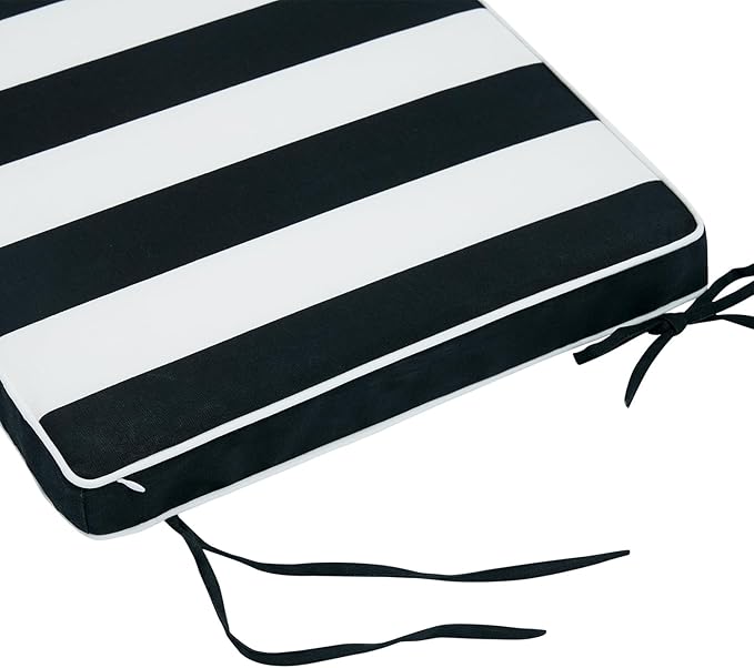 Magpie Fabrics Indoor Outdoor Waterproof Square Chair Cushion, 18" x 18" x 2.5", 2 Pack, Water Resistant Seat Cushions, for Patio Garden Office, Black White