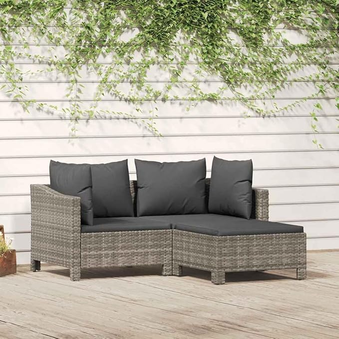 Garden Lounge Set Grey, Dark Grey Outdoor Seating Set Garden Seating Ensemble for Pond Deck