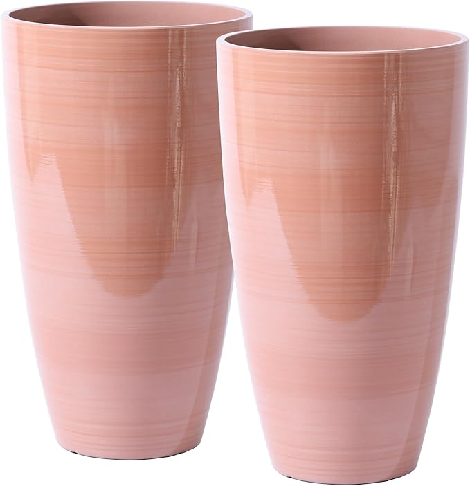 Front Porch Decor Lightweight Large Planter for Indoor Outdoor Terracotta-Look Finish Tall Flower Pot for Porches Terraces Patio Backyard Planter Boxes Sun-Resistant Garden Decor Planters Drainage