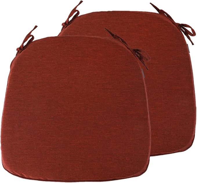 Outdoor Chair Cushions Set of 2,Patio Seat Cushion 17"x16"x2",U-Shaped Dining Chair Cushion 17 by 16 Inch,Water Resistant,Fade-Resistant Chair Pads for Kitchen Garden Furniture(Dark Red)