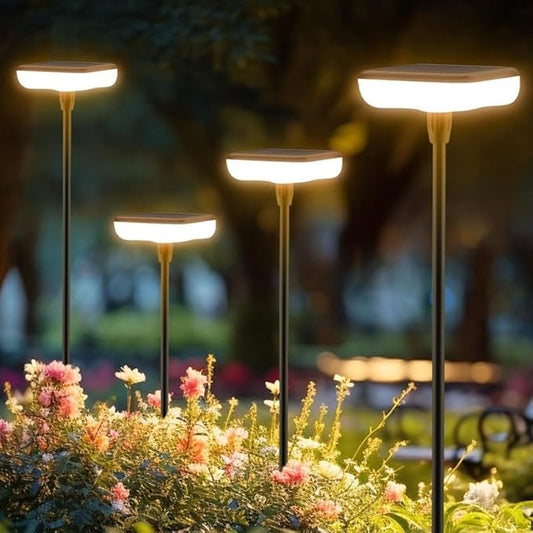 Solar Lights Outdoor Pathway 8 Pack IP65 Waterproof 31" Solar Garden Lights 2 Heights Adjustable Auto On/Off Lasting 12H for Walkway Patio Lawn Path Yard Plants Flower Beds Landscape Decor