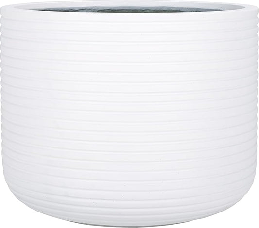 SAFAVIEH Outdoor Collection Nardo White Cement Ficonstone Planter Pot