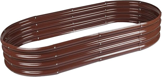 Raised Garden Bed Galvanized Planter Box Outdoor, Rot-Resistant Metal Garden Bed Planter for Vegetables Flower Herb (8ft, Brown)