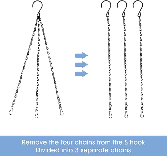 Hanging Chains for Planters Bird Feeders, 24 Inches Black Hanging Baskets Chain Sets for Outdoor/Indoor Lanterns Billboards Chalkboards Wind Chimes and Decorative-3Packs