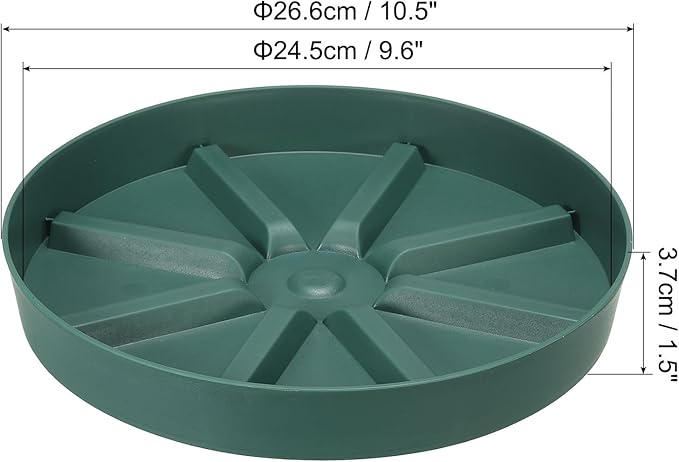 PATIKIL 10.5 Inch Plant Saucers Tray, 2Pcs Durable Plastic Round Flower Pot Drip Tray Thicker Anti-Rot Root for Indoors Outdoors Home Garden, Green