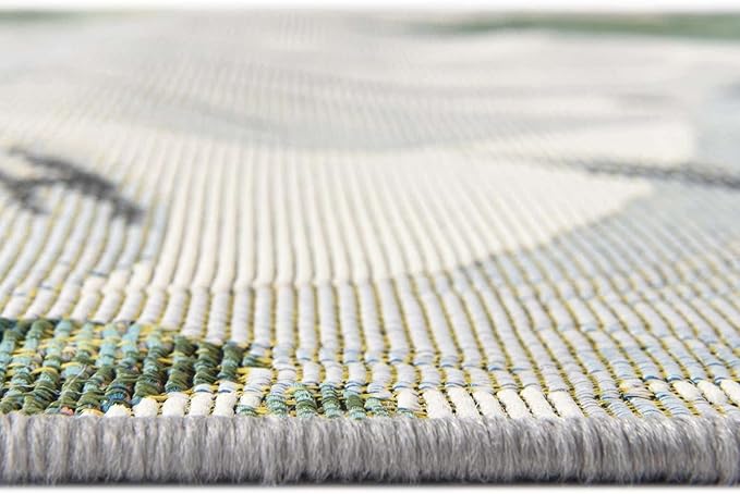 Unique Loom Outdoor Botanical Collection Area Rug - Kula (5' 1" Round, Multi/ Gray)