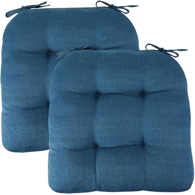 FUNHOME Outdoor Chair Cushions 19 x19 Inch,Water Resistant Tufted Seat Cushions 19",Reversible,Weather Resistant,Rounded Back Wicker Chair Cushion for Patio Garden Furniture(Light Blue)