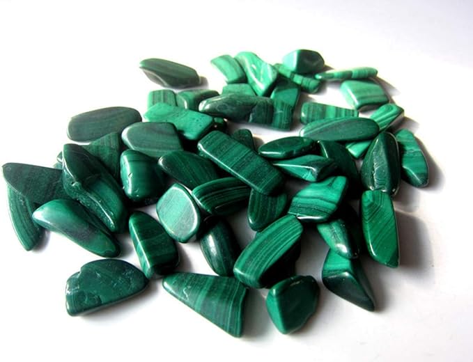 IMALY Malachite Tumbled Chips Stone Polished Crushed Healing Crystal Quartz Pieces Irregular Shaped Stones for Home Decorative Stones Vases Plants Succulents 0.5lb