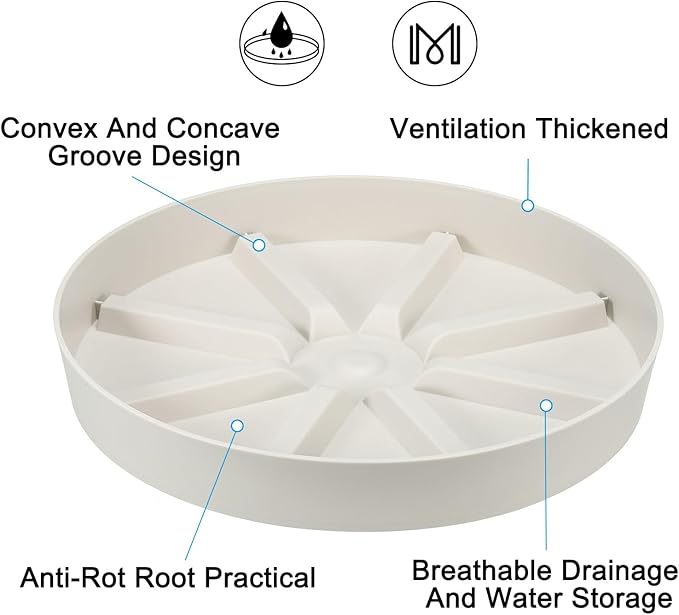 PATIKIL 10.5 Inch Plant Saucers Tray, 2Pcs Durable Plastic Round Flower Pot Drip Tray Thicker Anti-Rot Root for Indoors Outdoors Home Garden, White