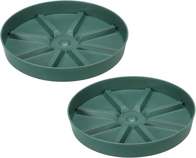 PATIKIL 7.5 Inch Plant Saucers Tray, 2Pcs Durable Plastic Round Flower Pot Drip Tray Thicker Anti-Rot Root for Indoors Outdoors Home Garden, Green