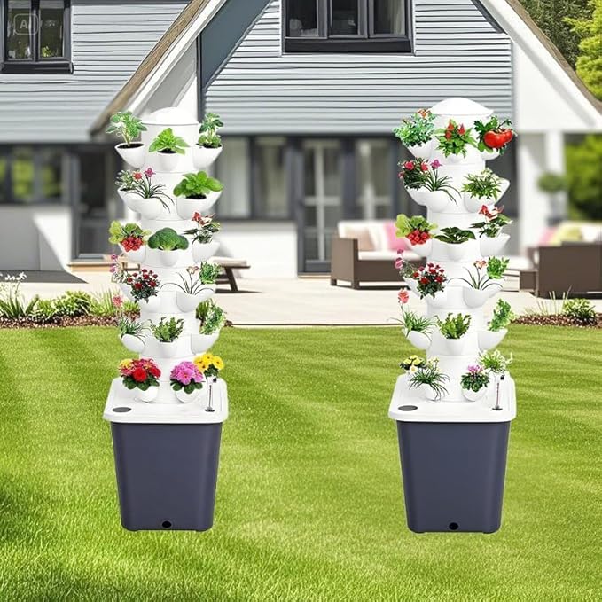 Hydroponics Growing System, 30 pods Hydroponics Tower Growing System Indoor Vertical Garden Planter Indoor Smart Garden Kit with Pump and Movable Water Tank Vegetable Plant Gift (Classic)