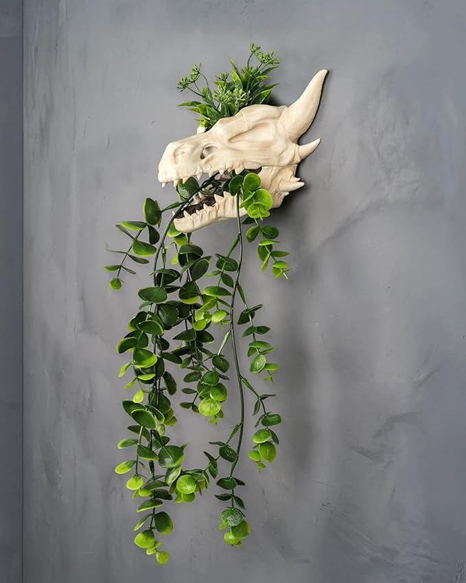 Wall Mounted Dragon Skull Planter | 3D Printed Fantasy Wall Decor | Gothic Dragon Head Plant Holder | Unique Indoor Garden Accent | Mythical Home Decor