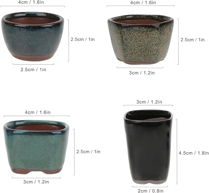 Bonsai Planter 8/12/20 pc Mini Glazed Pots Succulent 1.6 Inch