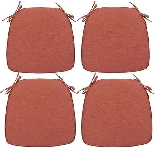 Magpie Fabrics Outdoor/Indoor 17"x16"x2" Chair Cushions with Ties Set of 4, Waterproof All Weather U-Shape Seat Pads Decoration for Patio Garden Furniture Home Office (Coral Red)