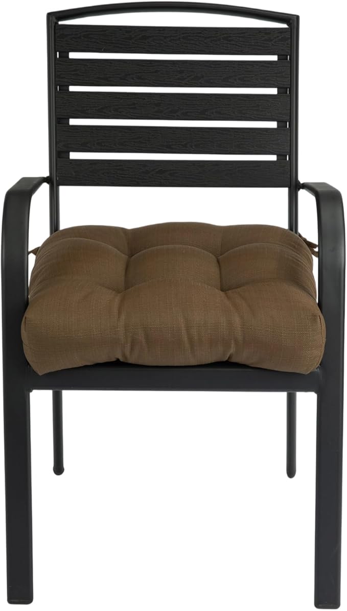 FUNHOME Outdoor Chair Cushions 19 x19 Inch,Water Resistant Tufted Seat Cushions 19",Reversible,Weather Resistant,Rounded Back Wicker Chair Cushion for Patio Garden Furniture(Coffee Brown)