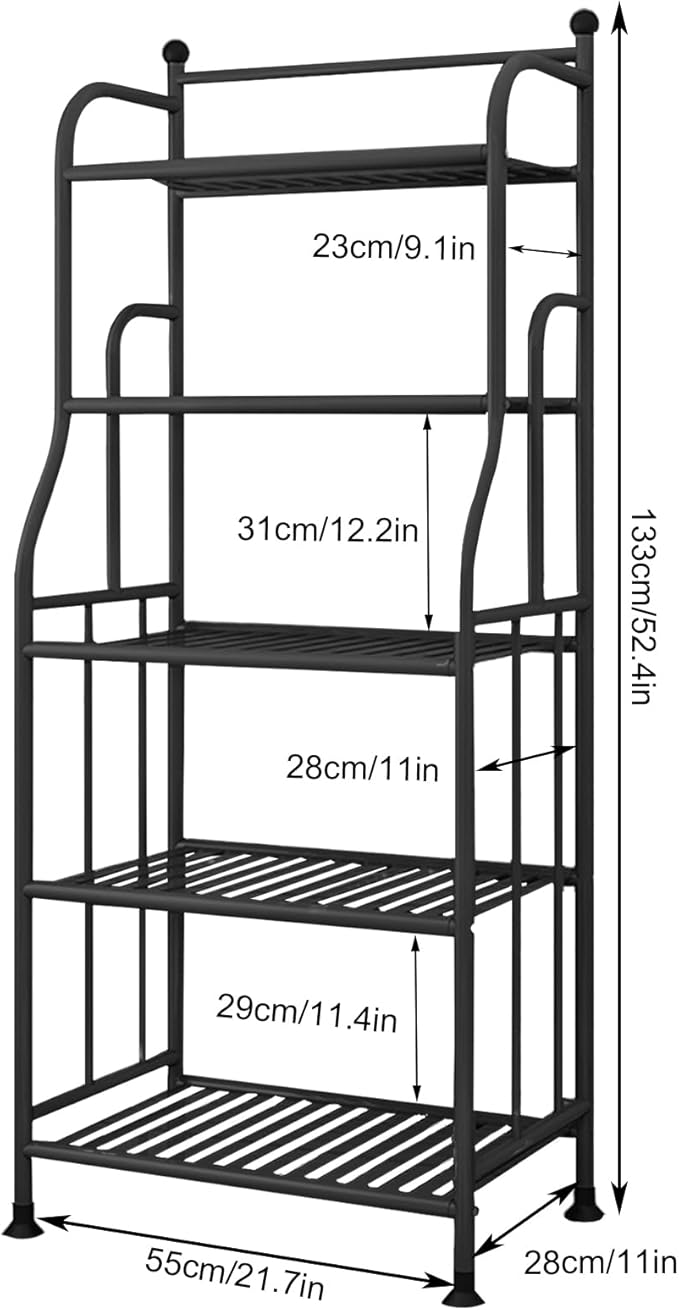 5 Tier Metal Plant Stand Iron Flower Pots Holder Storage Shelf, Planter Display Rack Indoor and Outdoor Multiple Shoe Organizer for Garden Balcony Living Room Kitchen Bathroom (Black)
