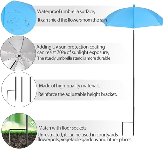 Plant Umbrellas for Outdoor Plants, Garden Beds and Umbrella Shade for Potted Plant, Adjustable Height Provides Shade Cloth for Plants to Protect Their Flowers from Intense Sunlight and Rain(18.8 inches to 35.58 inches)