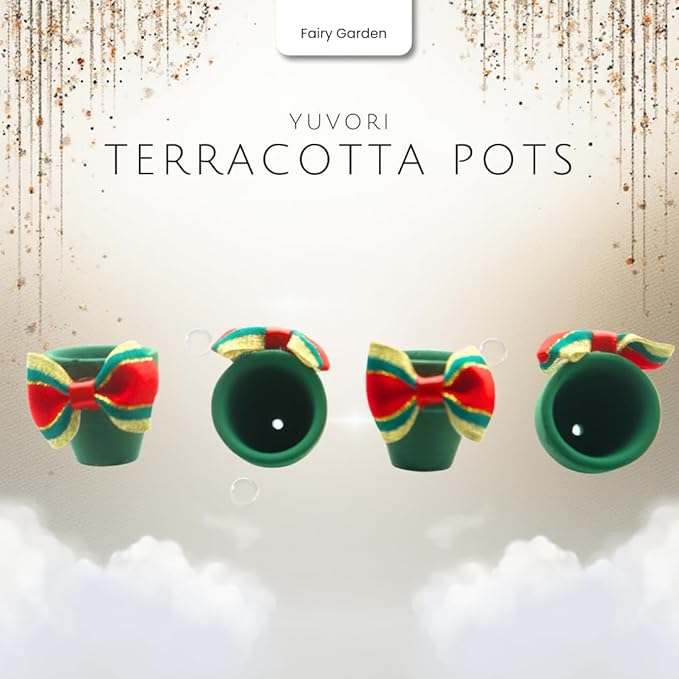Mini Terracotta Pots – Small Clay Flower Pots for Succulents, Cactus, DIY Crafts, Fairy Garden, Miniatures, School Projects, Mini Planters - Set of 30 (Bow Accent, 1.2 Inch)