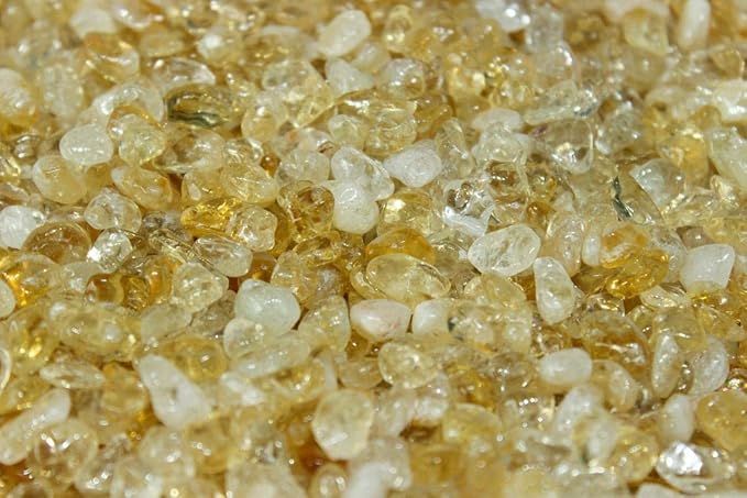 IMALY Citrine Tumbled Tumbled Chips Stone Polished Crushed Healing Crystal Quartz Pieces Irregular Shaped Stones for Home Decorative Stones Vases Plants Succulents 0.5lb