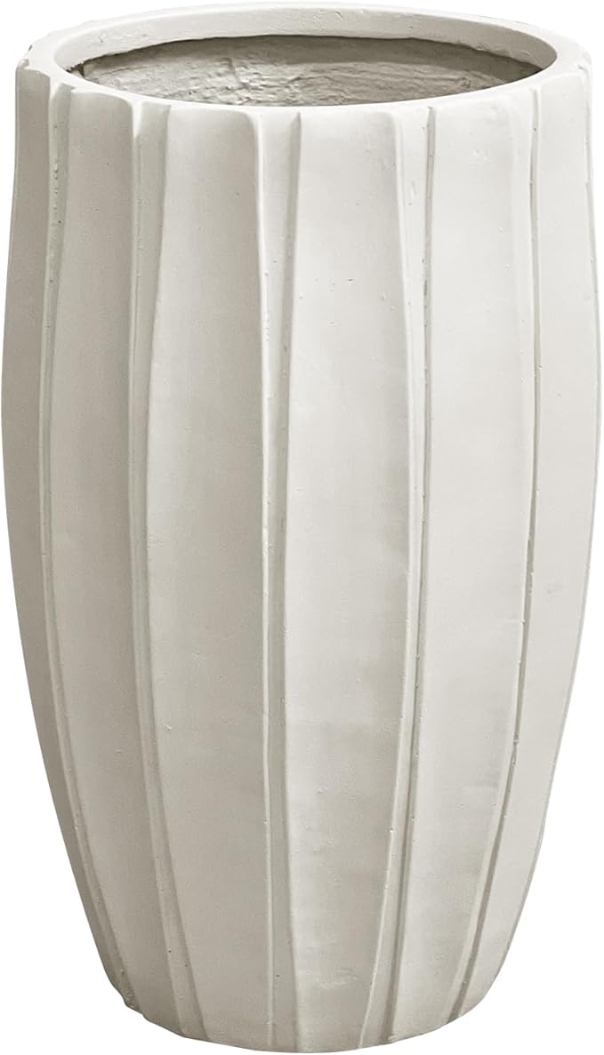 20.5 Inch Tall Planter with Drainage, Large Indoor Outdoor Plant Pot, Modern Decorative Garden Pots for Home Patio Porch, Vertical Ribbed Design
